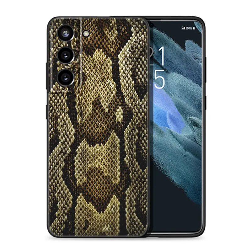 Sexy Python Snake Skin Phone Case For Samsung Galaxy S21 S20 FE S22 Ultra S10 Lite S9 S8 Plus S7 Edge S10E Soft TPU Black Cover