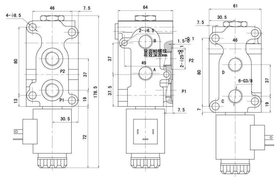 SVV06 solenoid diverter valve hydraulic multiple directional control 24v 12v