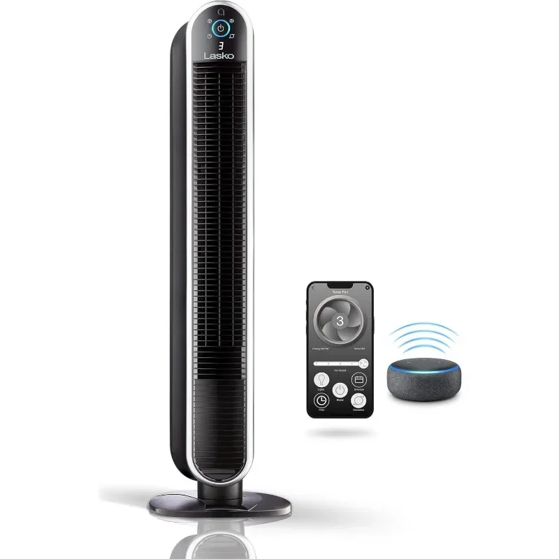 Ventilador de Torre oscilante inteligente, alimentado por Aria, Wi-Fi conectado, controlado por voz, Compatible con Alexa y asistente de Google