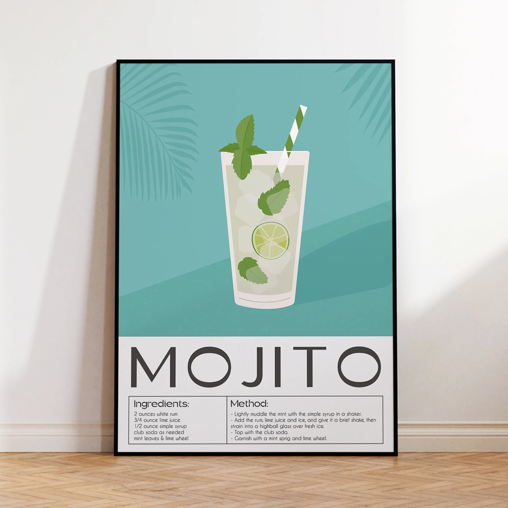 Modern,Minimalist Mojito Cocktail Wall Art Print Canvas Painting Poster Picture For Living Room,Bedroomand Bar Home Decor