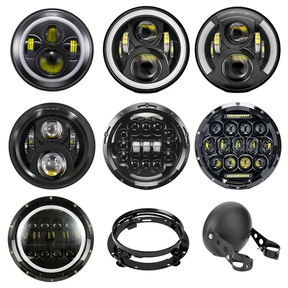 Faro Led H4 de 7 pulgadas para motocicleta, faro para Harley Street Glide, Softail, Yamaha, Honda, Jeep JK, TJ, Lada, todoterreno, 4x4, UAZ