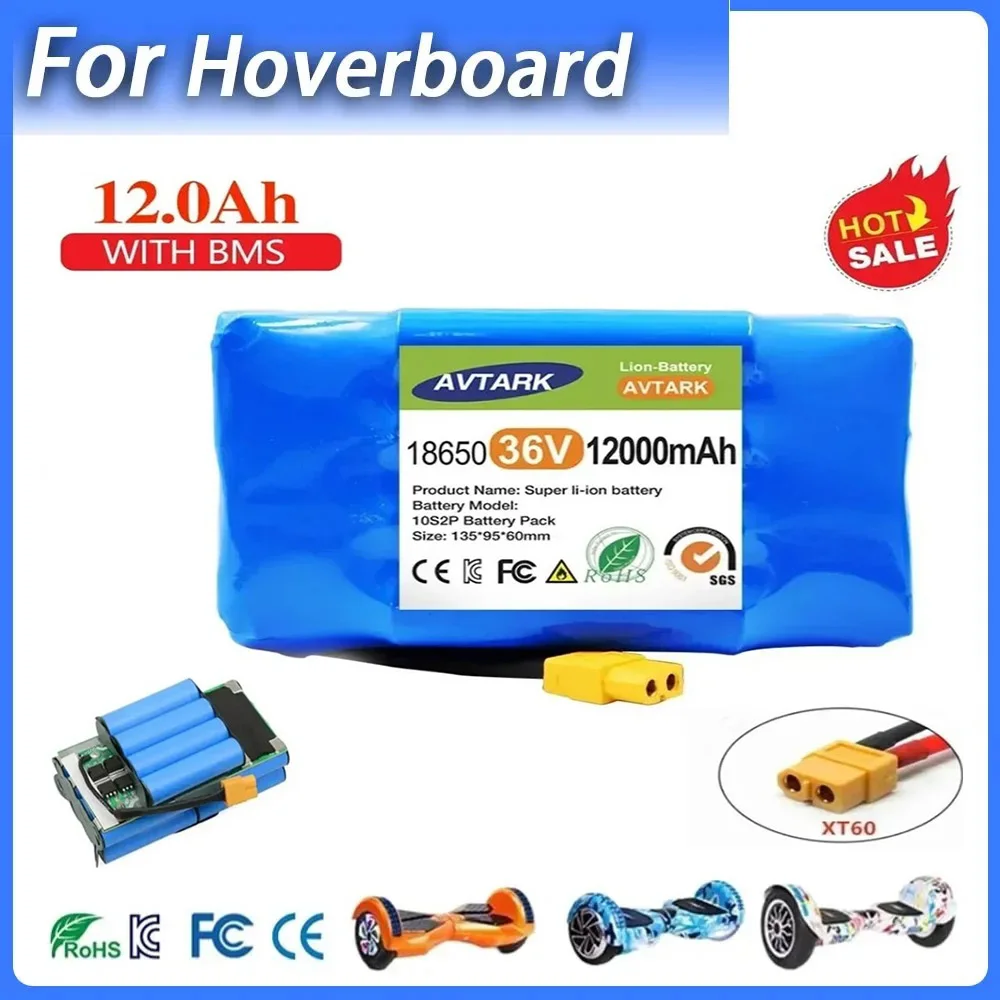 

36V 12Ah 12000mAh Rechargeable Lithium Ion Battery Battery Pack 4.4/7/ for Electric Self Balancing Scooter HoverBoard Unicycle