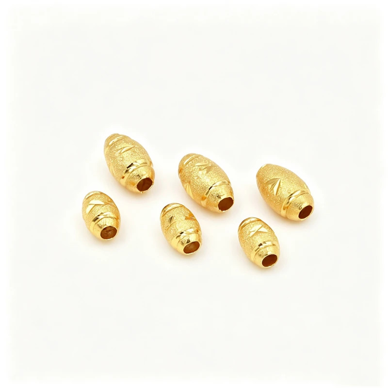 BoYuTe (100 Pieces/Lot) 5*8mm 6*10mm Brass Olive Spacer Beads Gold Metal Rice Beads for DIY Jewelry Making