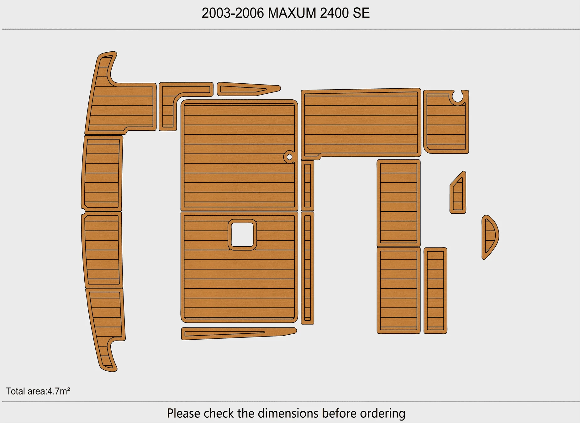 Marine Faux Teak EVA Non-Slip Mat -2003-2006 MAXUM 2400 SE Self-Adhesive 1/4