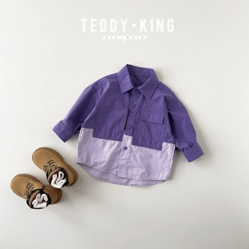 Boys Baby's Kids Blouse Coat Jacket Outwear Cotton 2024 Purple Spring Autumn Shirts Outwear High Quality Children's Clothing