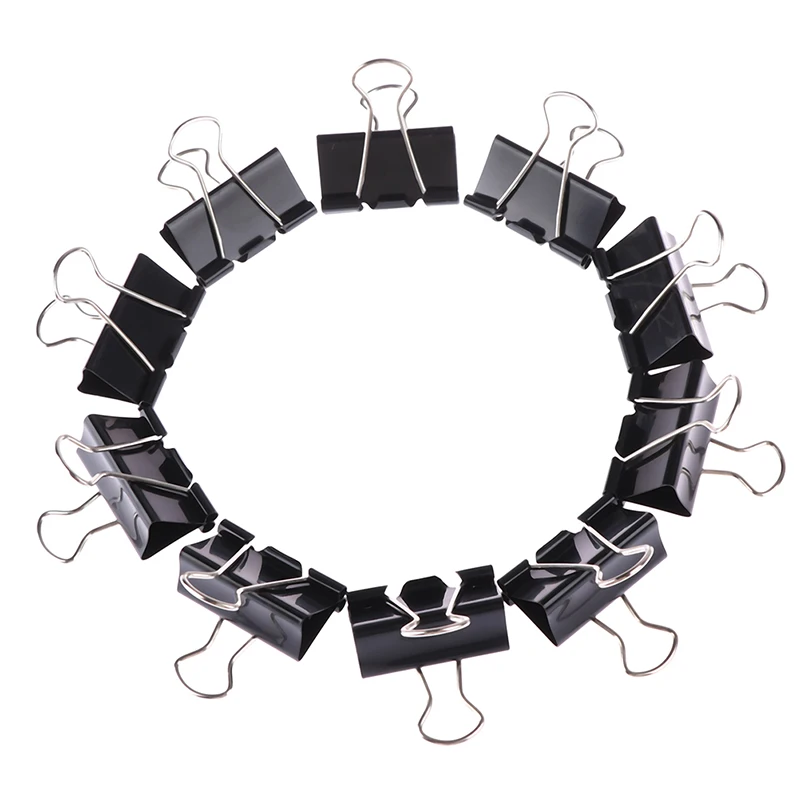 10pcs 19mm/25mm/32mm Black Metal Binder Clips Notes Letter Paper Clip Office Supplies Binding Securing Paper Clips