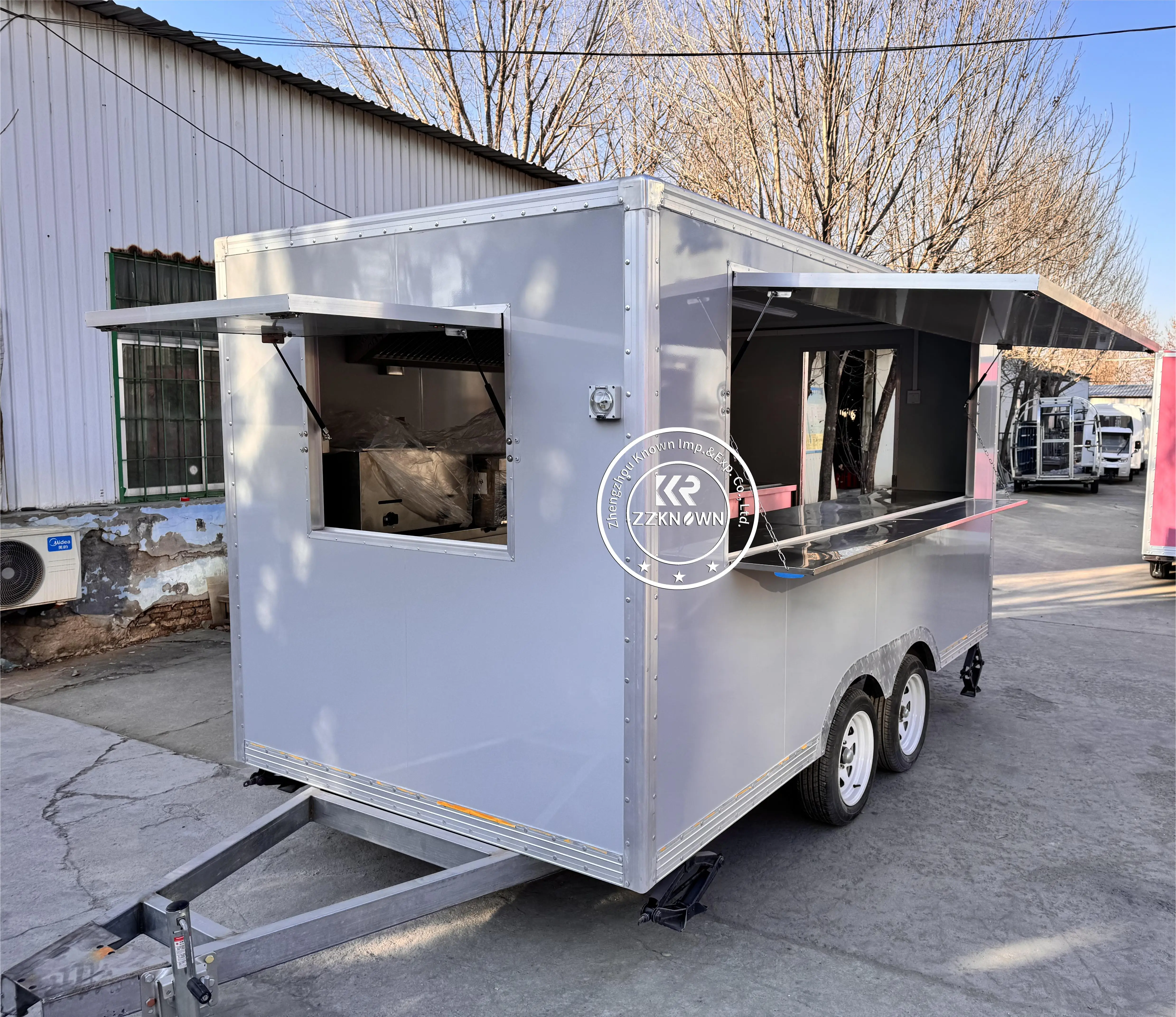 Commercial Mobile Food Truck Mobile Kitchen Full Equipments Snack Pizza Cart Fast Food Trailer