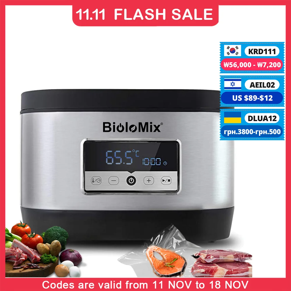 BioloMix 6th Generation Stainless Steel Sous Vide Oven Pro 8L Touch Control Accurate Temperature Water Circulator Bath Cooker