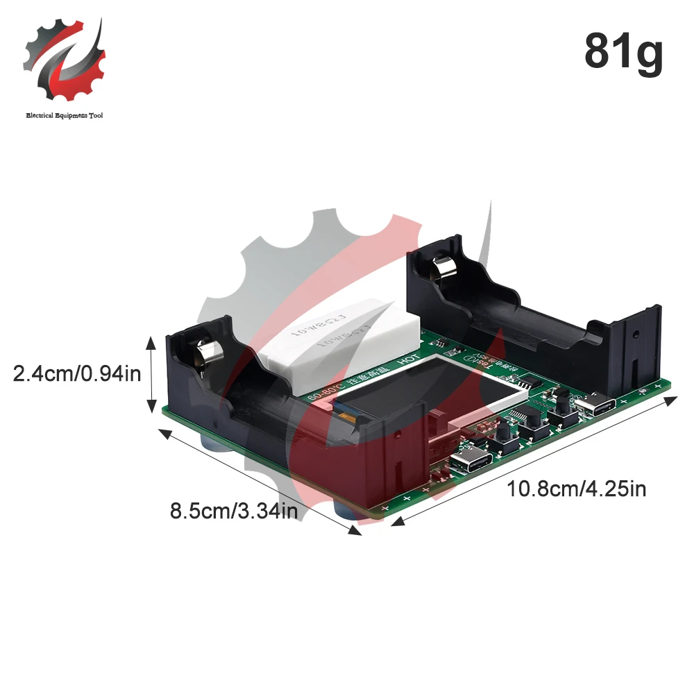 18650/21700 Lithium Battery Capacity Tester Module High Precision Type-C USB LCD Digital Display True Capacity Module MaH/mwH