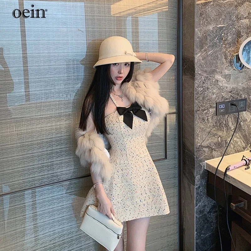 [oein] A Charming Wealthy Woman, Hanging Her Neck, Strapless, Polka Dot, Coarse Tweed, Bow, Small Fragrant