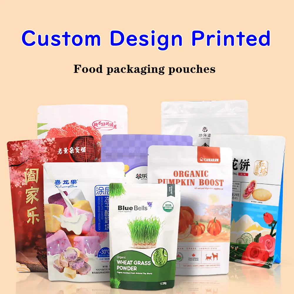 Food Grade Promotional Custom Digital Printed Plastic Stand Up Pouch Bag With Zipper Top for Candy Sweets Resealable Doypack Bag