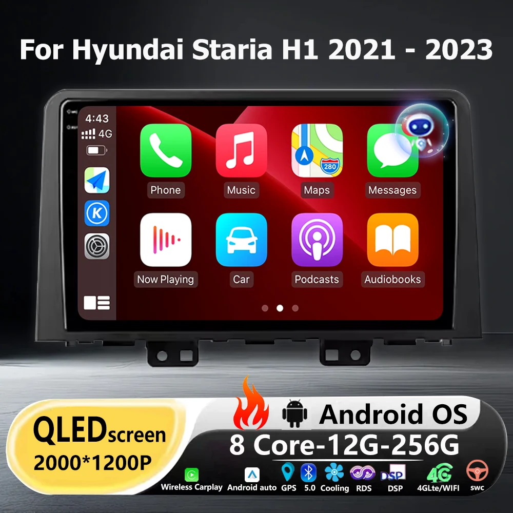 Android 16 Auto Carplay For Hyundai Staria H1 2021 2022 2023 Car Radio Multimedia Video Player GPS Navigation Tools 360 Camera