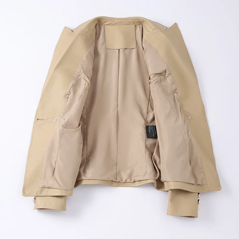 Blouson en cuir véritable pour femme, streetwear, en peau de mouton véritable, vêtements féminins, nouvelle collection printemps automne 2024, FG9074