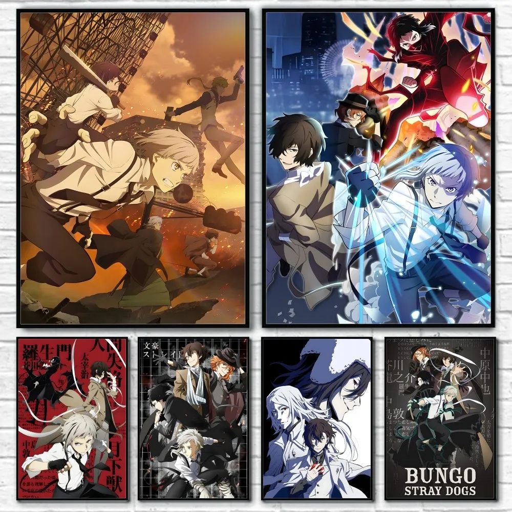 

Anime Cool Bungo Stray Dogs Poster Sticky Wall Art Printing Waterproof Home Living Bed Room Bar Aesthetic Decor