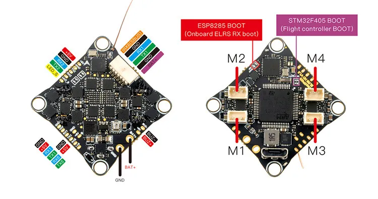 Happymodel CrazyF405HD 1-2S FPV Flight Controller Built-in ELRS Receiver 12A ESC Blackbox Barometer AIO FC