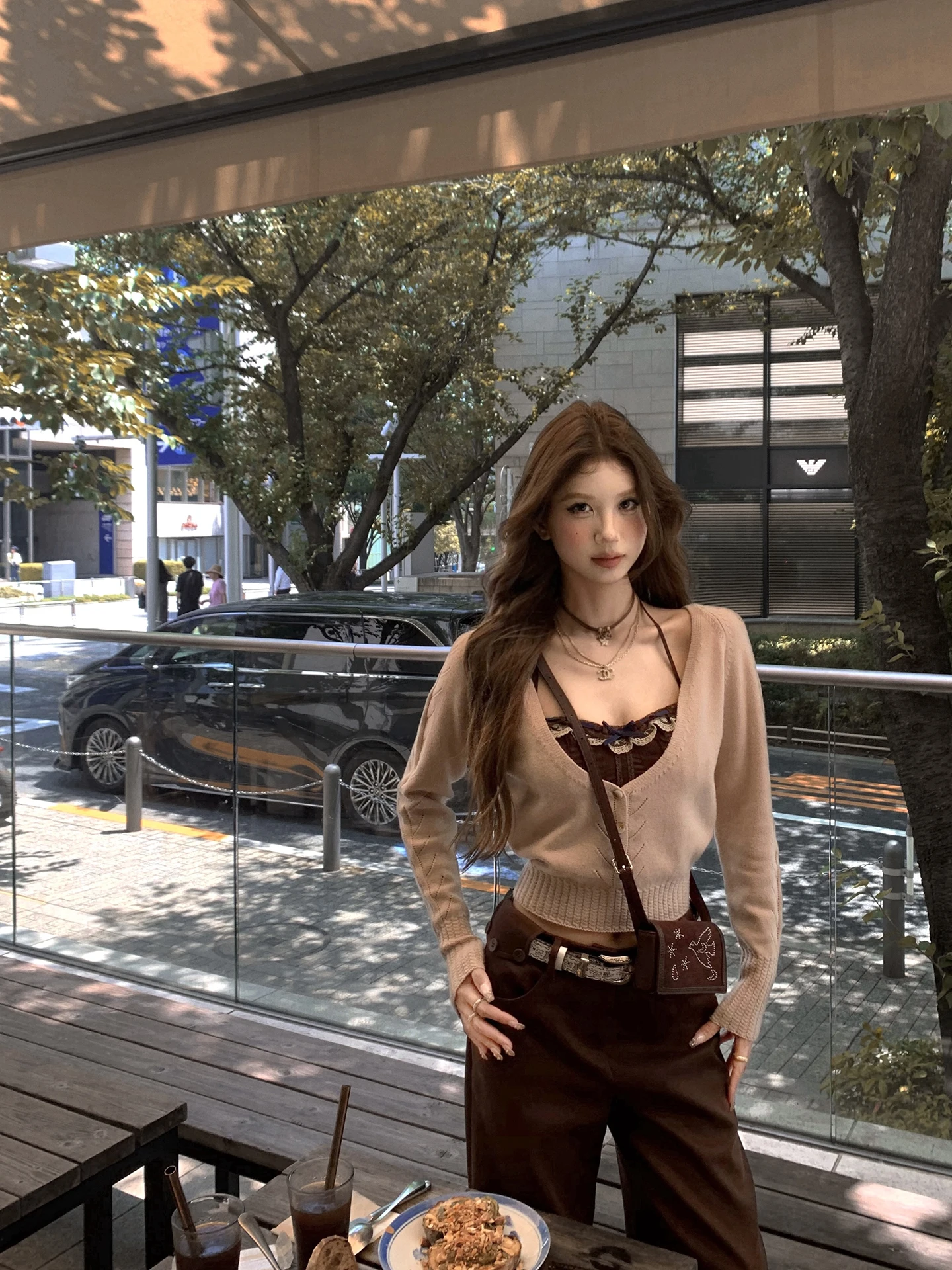 

Tongiiuu, кружевной вязаный кардиган, свитер, женский жилет с тяжелой вышивкой на бретельках и накладкой на грудь, комплект Faion, V-ne Long Sve Autu...