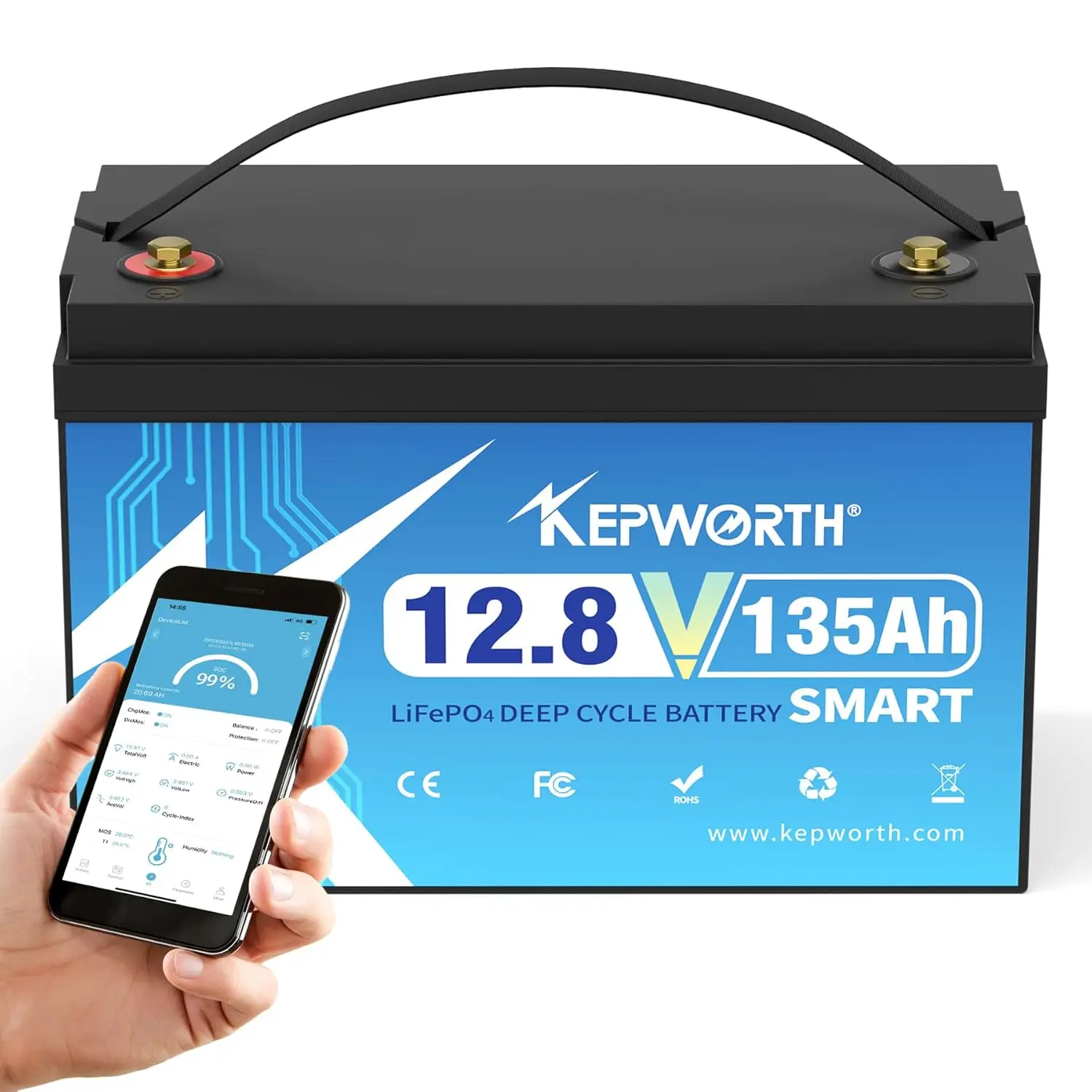 12.8V 135Ah LiFePO4 Deep Cycle Battery 100A BMS Solar Boat RV Motorhome Trolling Motor Custom