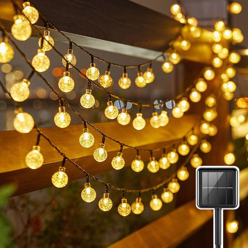 الطاقة الشمسية 5/7/12 متر في الهواء الطلق LED كريستال غلوب سلسلة ضوء الجنية ضوء لحديقة الزفاف عيد الميلاد غرفة المنزل 2025 رمضان الديكور #1