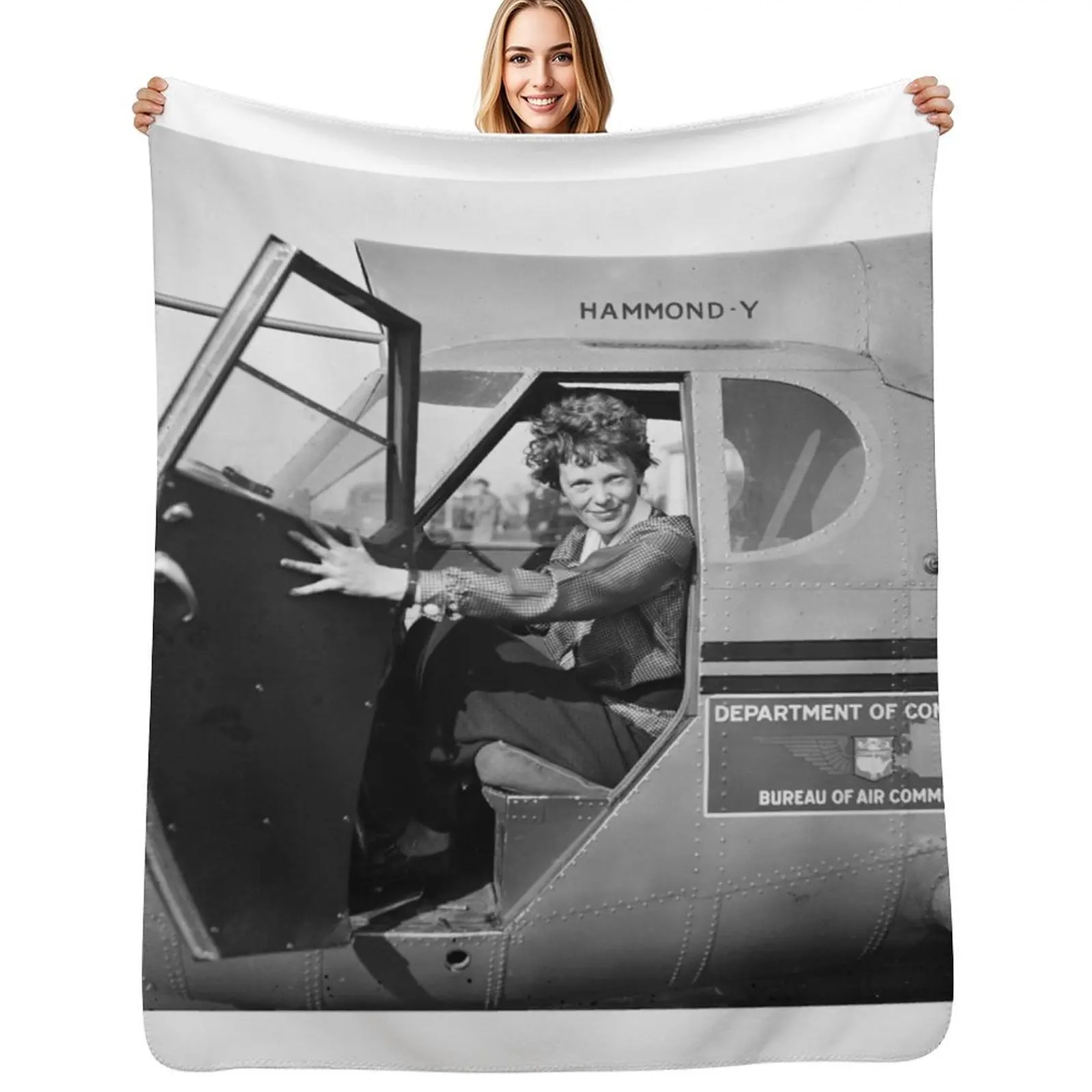 

Amelia Earhart Throw Blanket Cozy Throw Blanket for Bed Sofa Chair