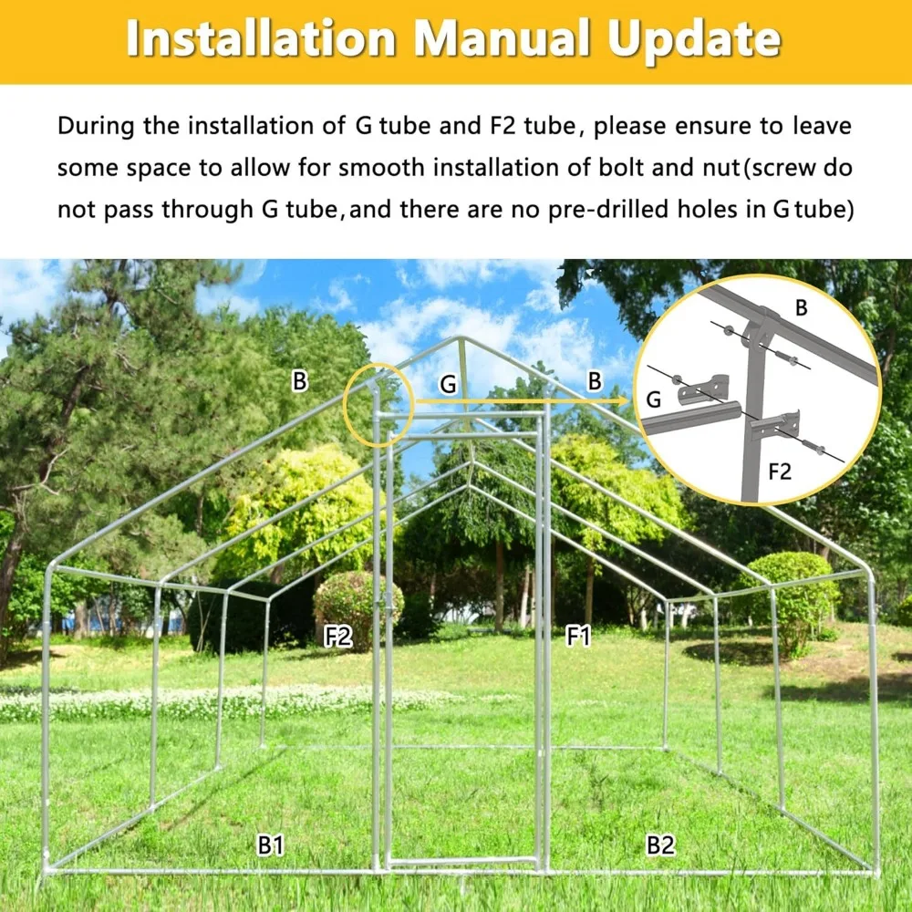 حظيرة الدجاج الكبيرة الدجاج المعدني يطير للفناء مع غطاء أقلام الحيوانات الأليفة في الهواء الطلق قفص الدواجن بيت أرنب البطة استخدام الفناء الخلفي (13'Lx10'