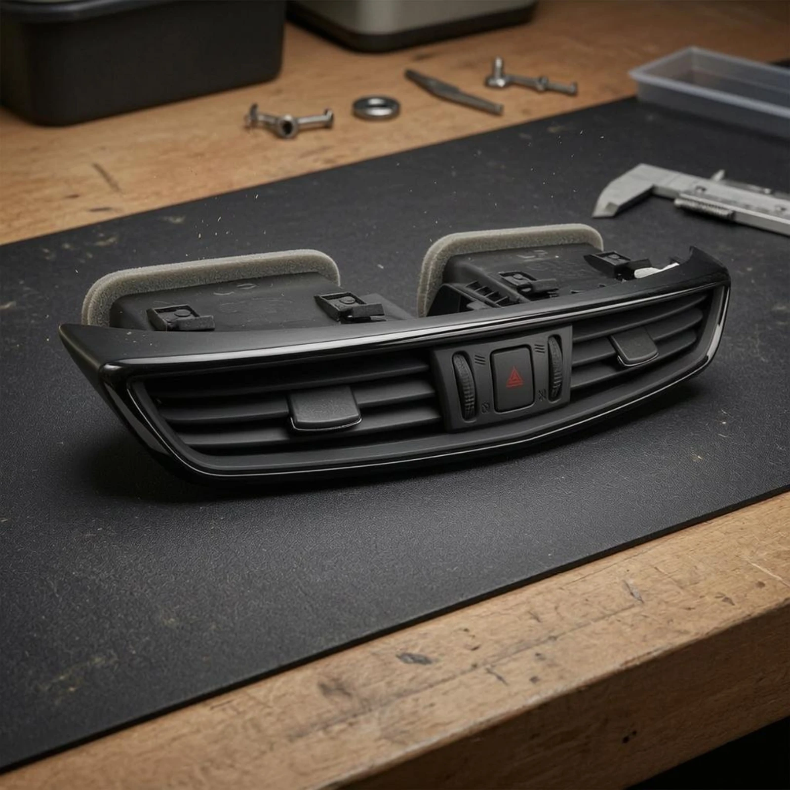 

Vehicle Crossover Vent Assembly Rear Mounting Structure Hazard Button Vent Panel Molded Plastic