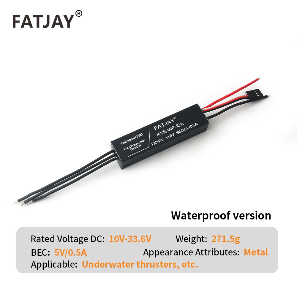 

FATJAY 8S 15A DC Brushless Electronic Speed Controller KYE-WP-15A Underwater Propeller Boat Model ESC