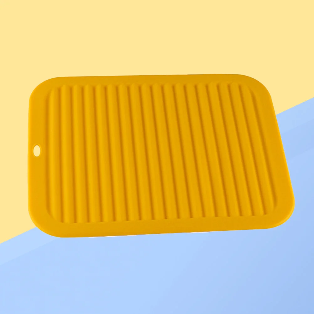 Heat Resistant Silicone Drying Mat Pattern Insulation Pad Drain Tray Non Slip Yellow Insulation Pad