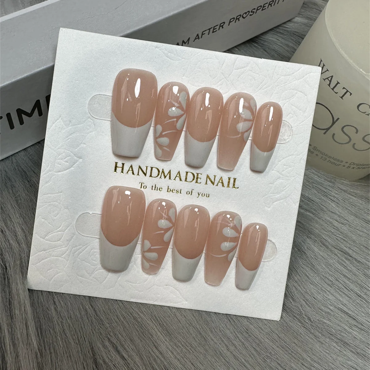 

10Pcs Handmade Press on Nails Long Ballet Fake Nails with 3D Rhinestone Design False Nails Full Cover Nail Tips for Daily,Summer