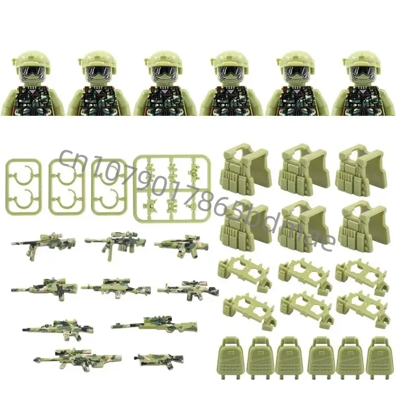 Figurines de soldats de l\'armée des forces spéciales SWAT mesurost Commando, blocs de construction d\'armes militaires de police, jouet pour enfants,