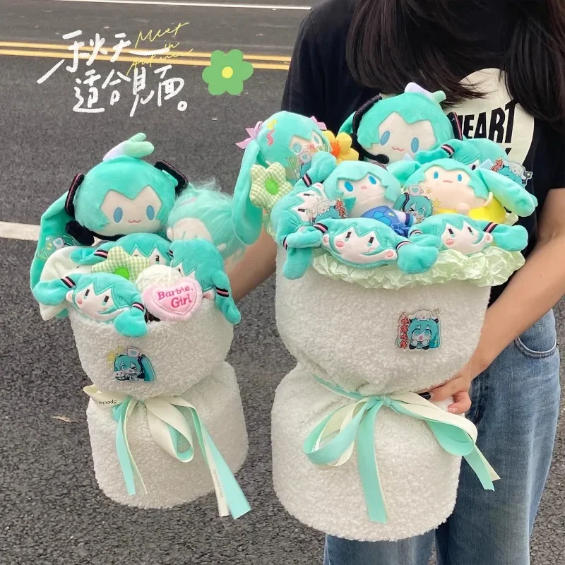 Hatsune Miku Anime Bouquet Doll with Artificial Flowers Creative Bouquet Christmas Valentine's Day Birthday and Graduation Gifts