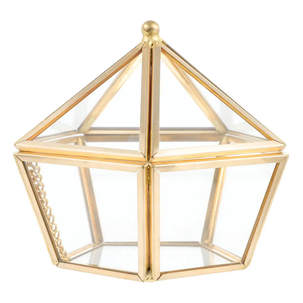 Portable Glass Jewelry Box Transparent Jewelry Storage Organizer Compact Desktop Case for Rings Necklaces Earrings Bracelets