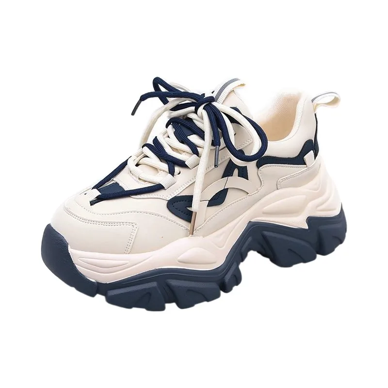 Zapatos deportivos de punta redonda con cordones para mujer, calzado de ocio para estudiantes, primavera y otoño, novedad de 2023