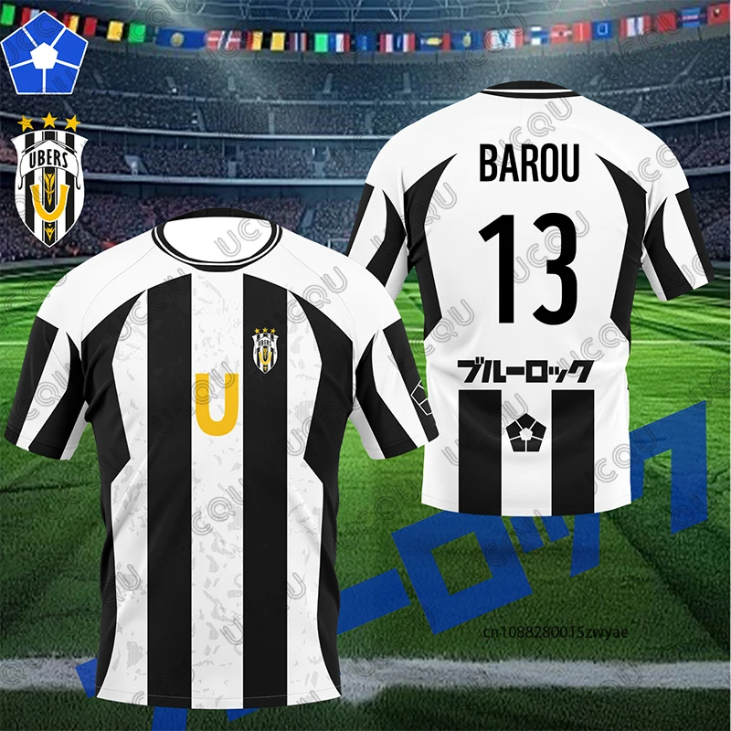 

Лето 2026, новая мужская футболка для косплея с синим замком в стиле аниме UBERS, Джерси # Футбольная форма с принтом Barou 13, повседневные спортивные топы для детей и взрослых
