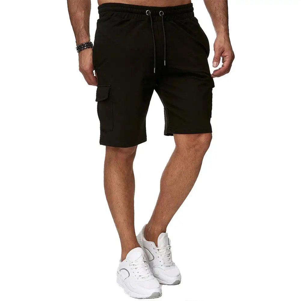 Short cargo à taille élastique pour homme avec poches renforcées, short décontracté durable, cordon de serrage élastique pour le fitness