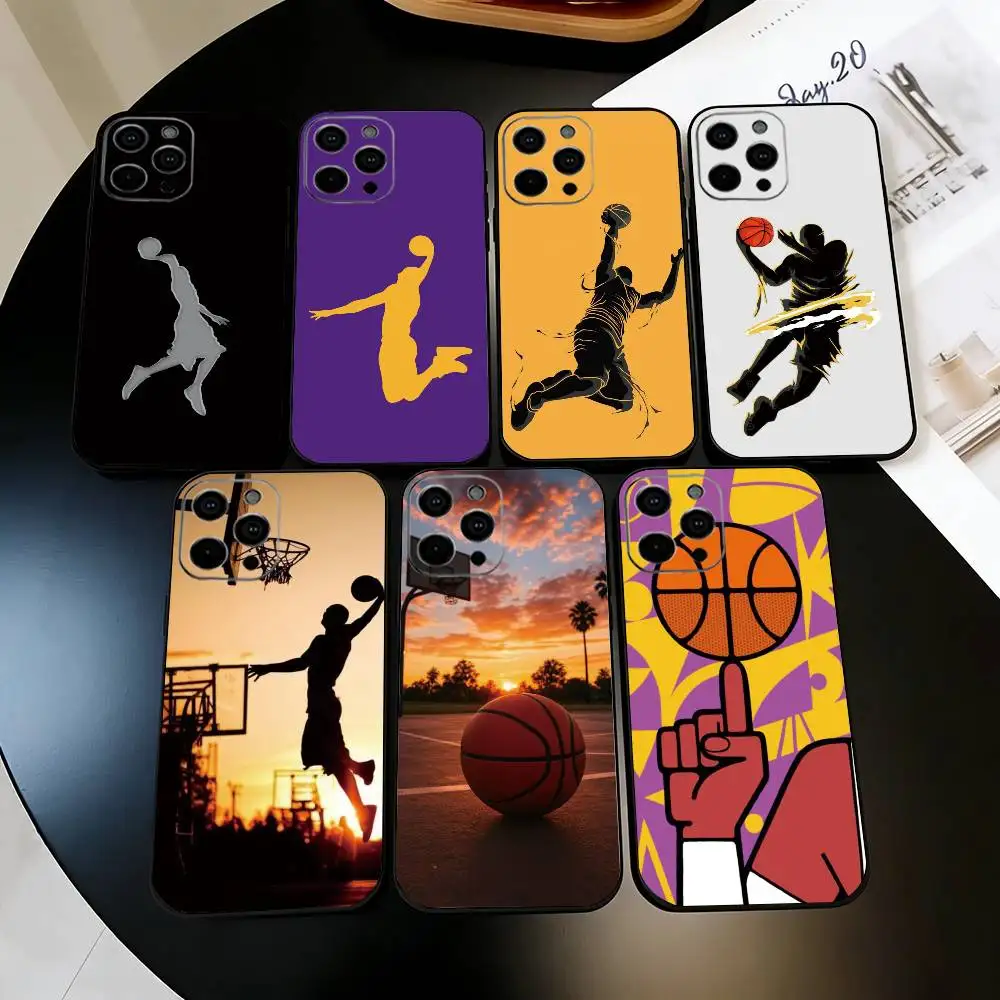 

basketball Phone Case For iPhone 17,16,15,14,13,12,11 Plus,Pro Max,XS,Soft Silicone Black Cover