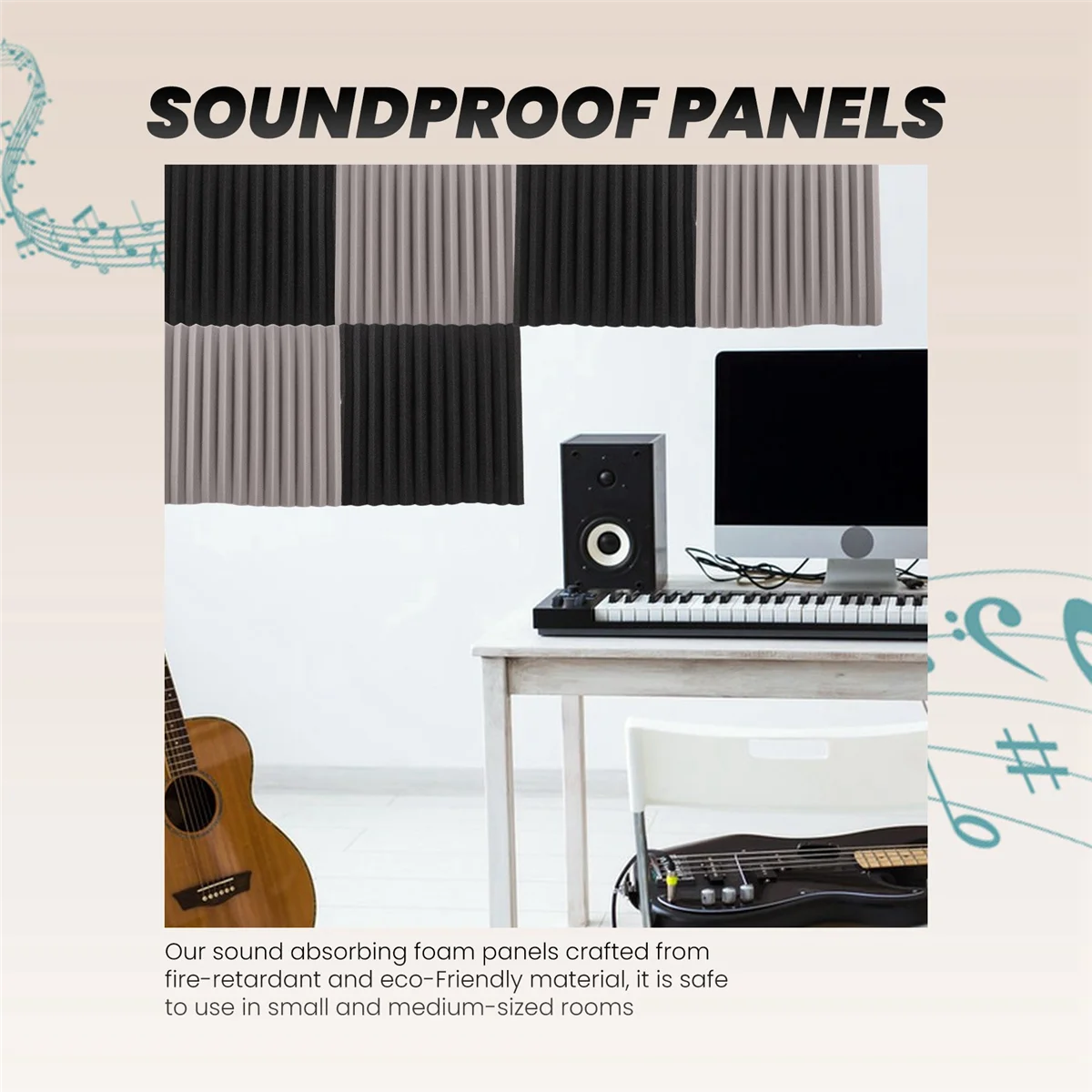 Activity 12 Pcs Acoustic Foam Board,Studio Wedge Tile,Acoustic Foam Soundproof Pyramid Studio Treatment Wall Panel 2.5X30X30cm