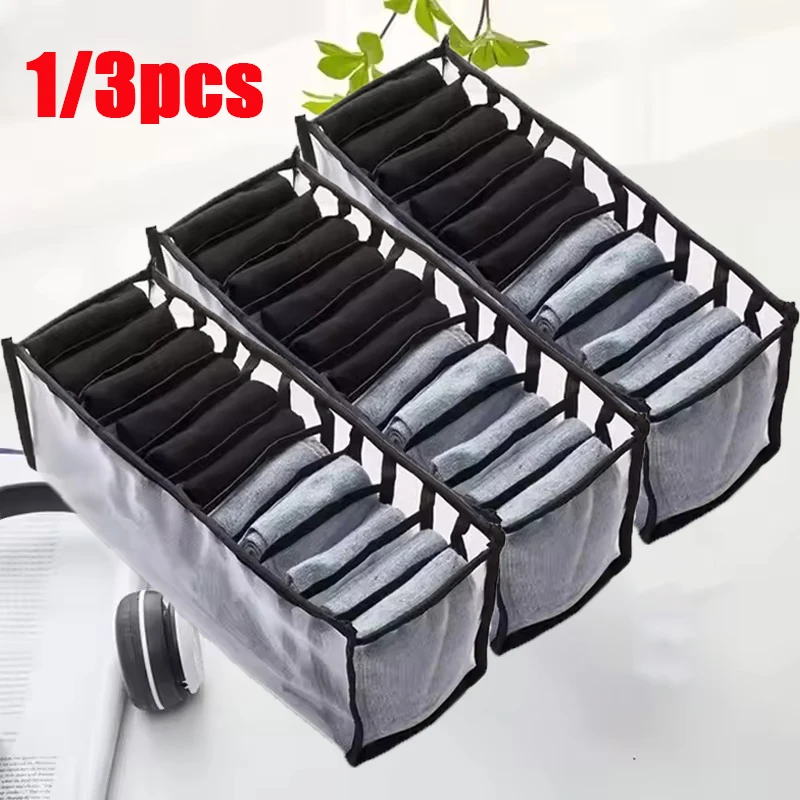 

11Grids Socks Organization Storage Box Foldable Underwear Storage Box Polyester Drawer Cabinet Mesh Socks Storage Sorting Box