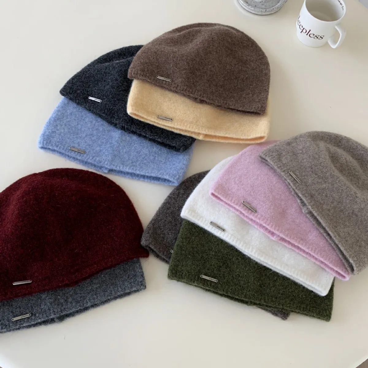 

Мягкая теплая зимняя шапка для женщин, вязаная шапка, шапочки Skullies, женский капот, женская вязаная шапка, однотонные повседневные модные аксессуары