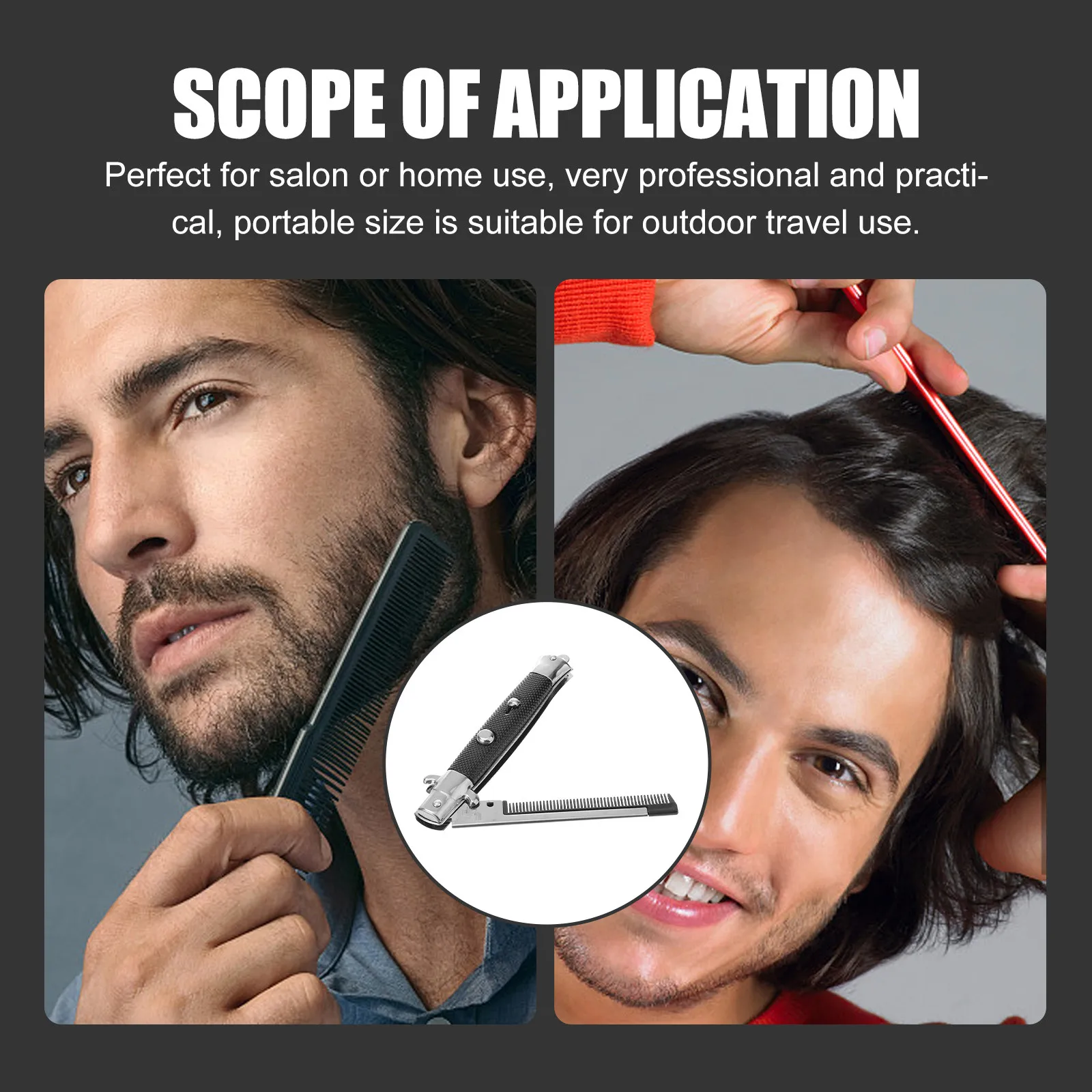 

1 шт. Карманный складной расческа-гребень из нержавеющей стали с пластиковой ручкой, портативный, для путешествий, для гладких волос