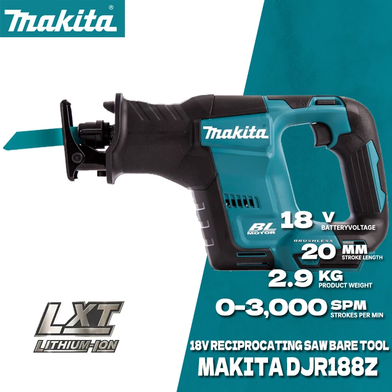 MAKITA DJR188Z Cordless Reciprocating Saw 18V Brushless Woodworking Cutting Saw Portable Cordless Makita Power Tools DJR188