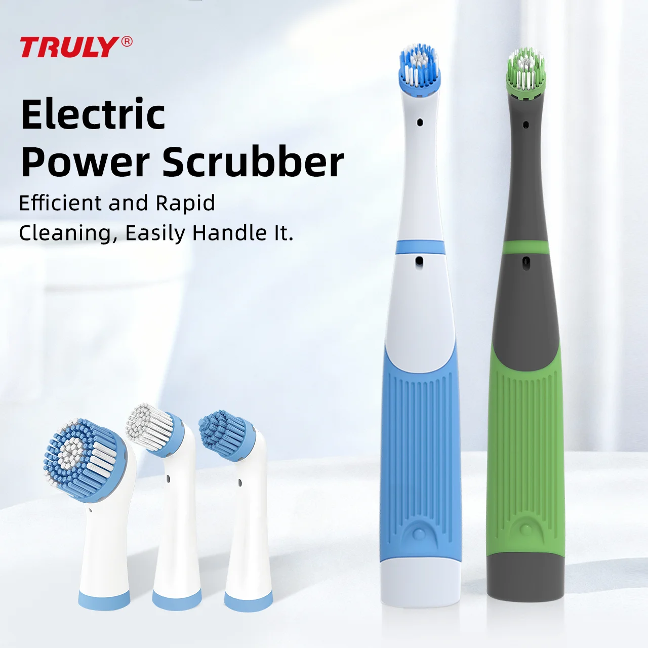 Electric Cleaning Brush  with 3 Replaceable Brush Heads, Battery Powered (Batteries Not Included) for Kitchen Bathroom