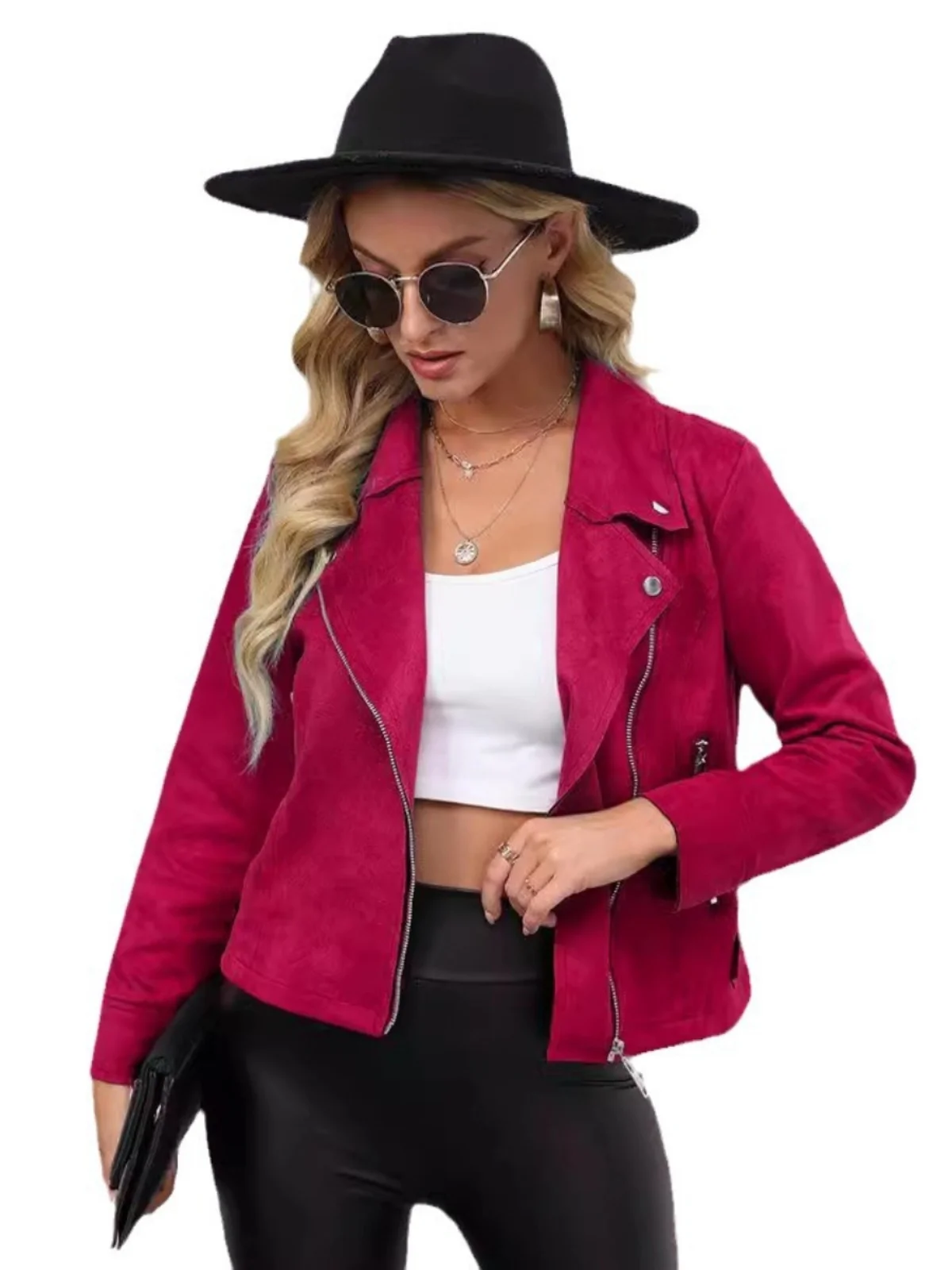 

Color Lapel Zip up Small Suit Longsved Jaet Street Sle Slim Fit Polyester ort Outerwear Spring Season Regular Sve