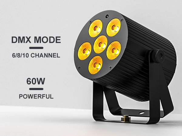 U'King 4PCS 60W LED Flat Par Light 6x6W RGBWA UV 6in1 LED Par Light DMX512 Remote Control Stage Light DJ Lighting Equipment