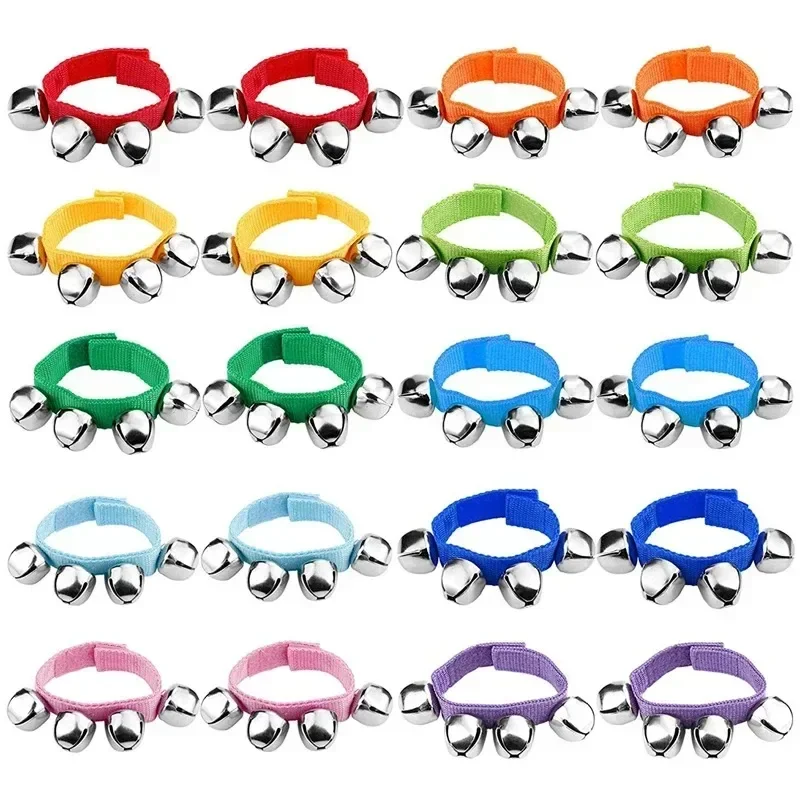 20 PCS 10 Colors Wrist Bells Ankle Jingle Bell Band Musical Tambourine Rhythm Percussion Instrument