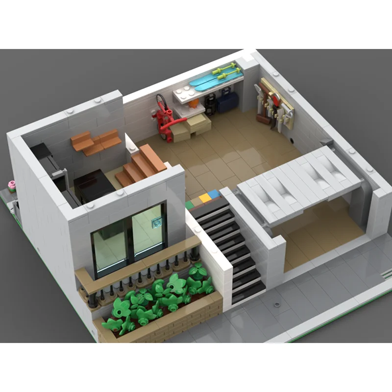 Street View Moc Bouwsteen Modern Luxe Herenhuis Modulair Gebouw Model Technologie Baksteen DIY Montage Speelgoed Vakantiecadeau