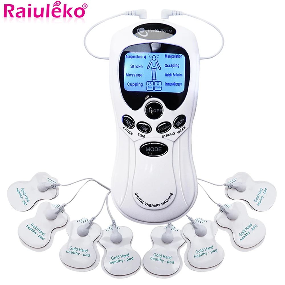 Electric 8 Modes Digital Therapy Muscle Stimulator Physiotherapy Microcurrent Low Frequency TENS Pulse Body Massager