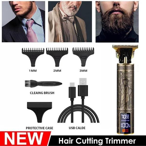 

Профессиональная машинка для стрижки волос и триммер для бороды LCD, беспроводная, для мужчин, для барбершопов