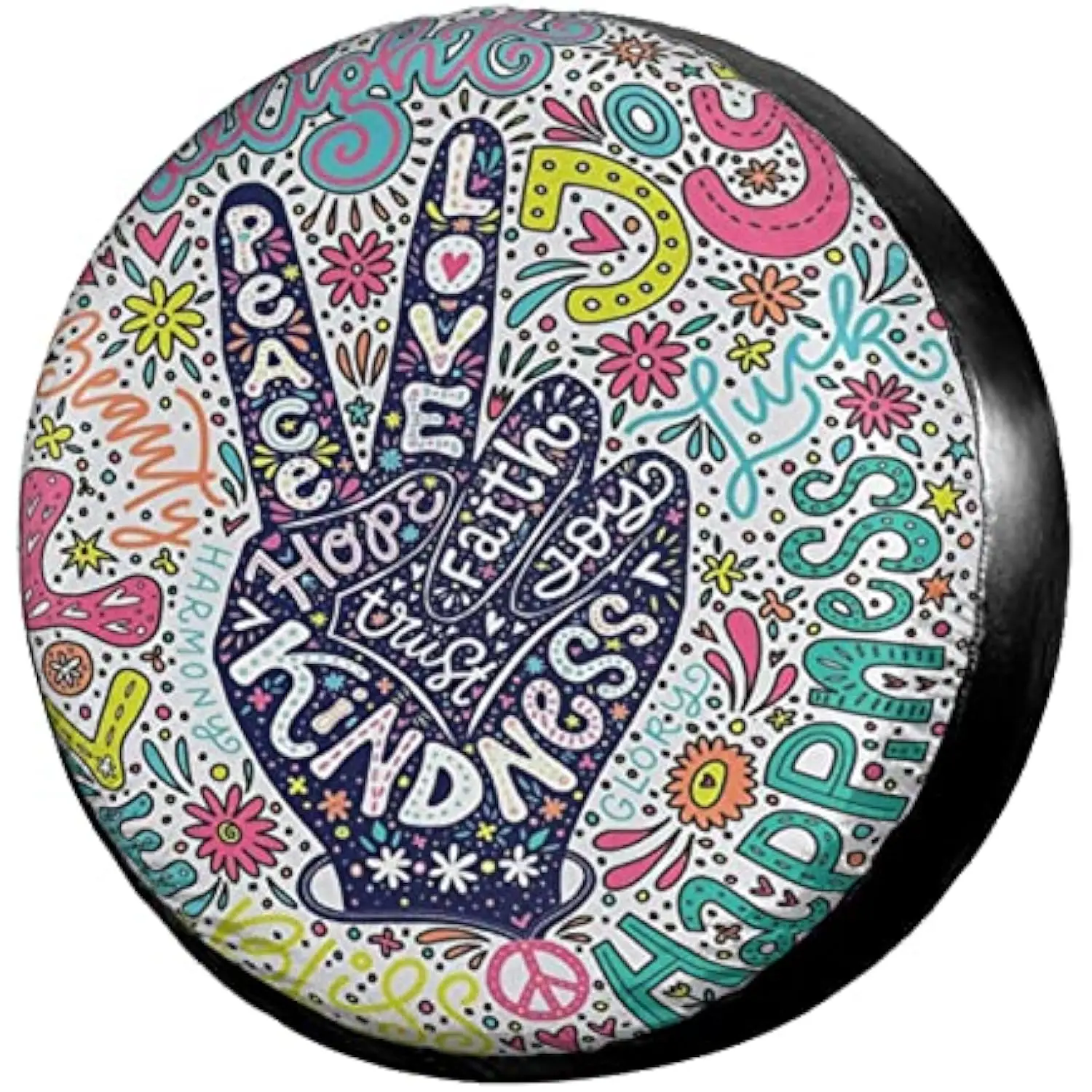 

Чехол для запасного колеса Peace Love Kindness в стиле хиппи, полиэстеровая защита колеса для внедорожника Jeep RV