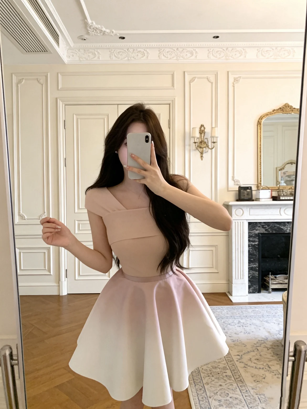 

Ele A-Line Dr adient Pink Asymmetrical oulder Design Versatile Early Spring Dr for Women Ci Commute Summer Dr