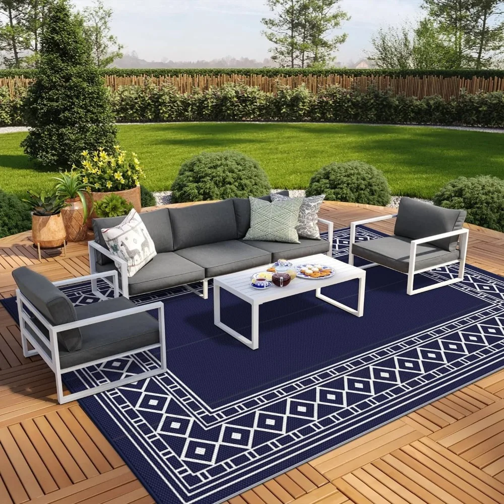 

Outdoor Area-Rug, Waterproof and Breathable, Durable and Easy To Maintain, Foldable Reversible Plastic Straw Carpet, Outside Rug